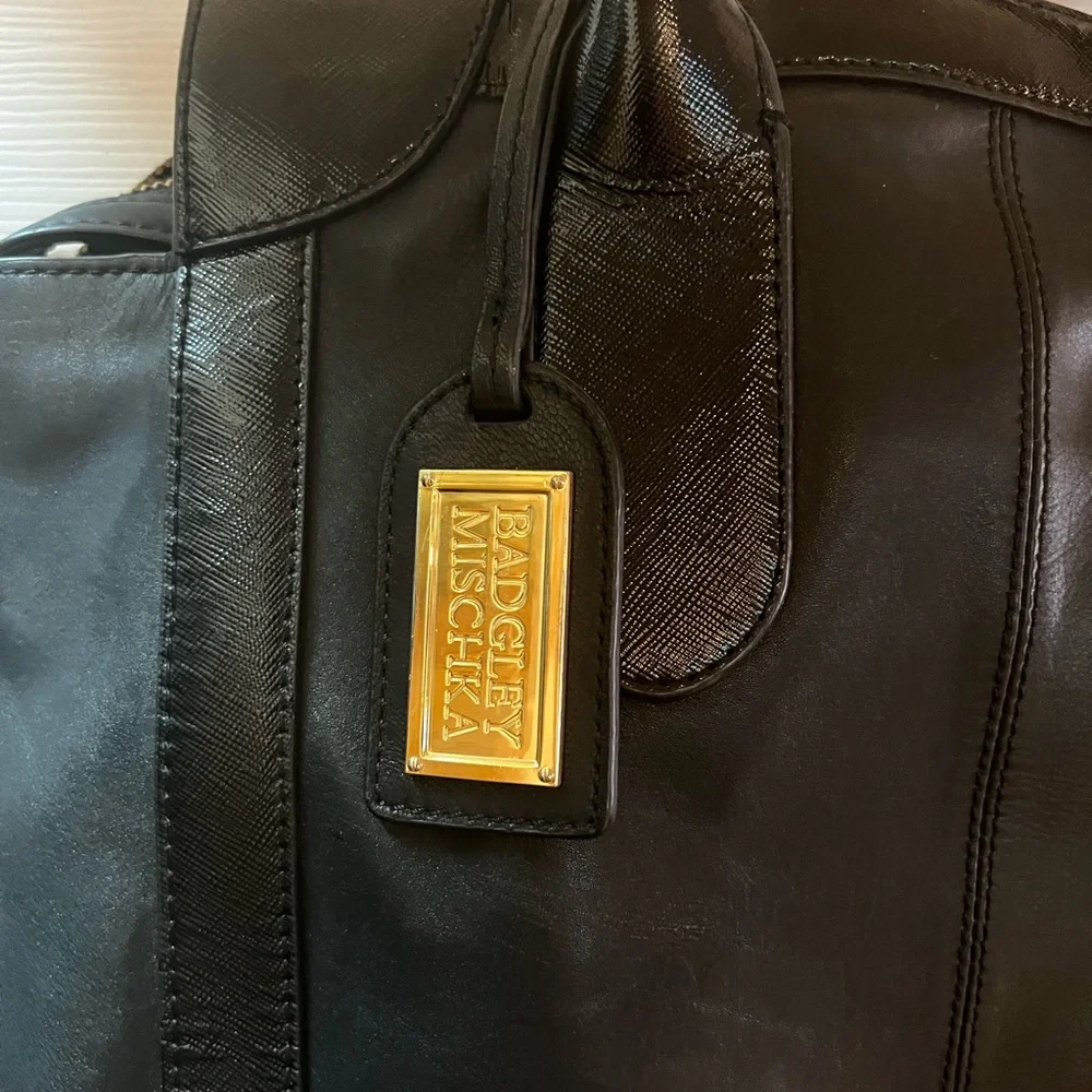 Badgley Mischka leather hobo handbag with gold tone hardware,great condition